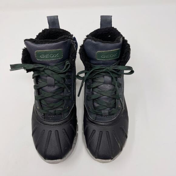 Geox Boys 4 Amphibiox Flexper Ankle Snow Boots Navy Blue Dark Green Breathable - Picture 2 of 12